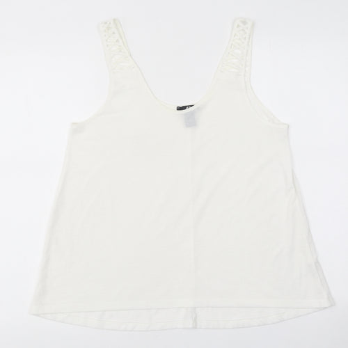 H&M Womens White Polyester Jersey Tank Size S Round Neck