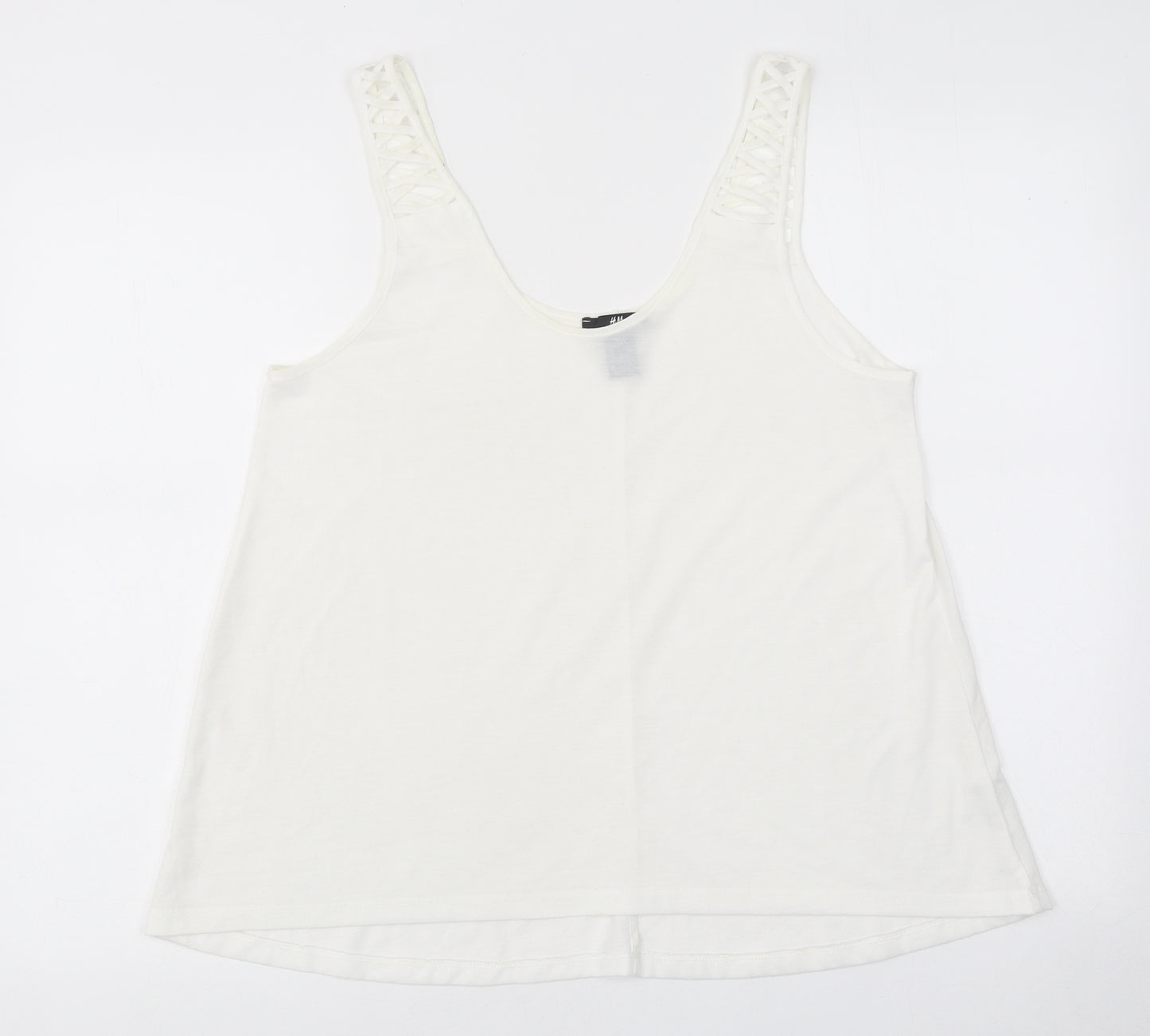 H&M Womens White Polyester Jersey Tank Size S Round Neck