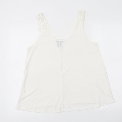 H&M Womens White Polyester Jersey Tank Size S Round Neck