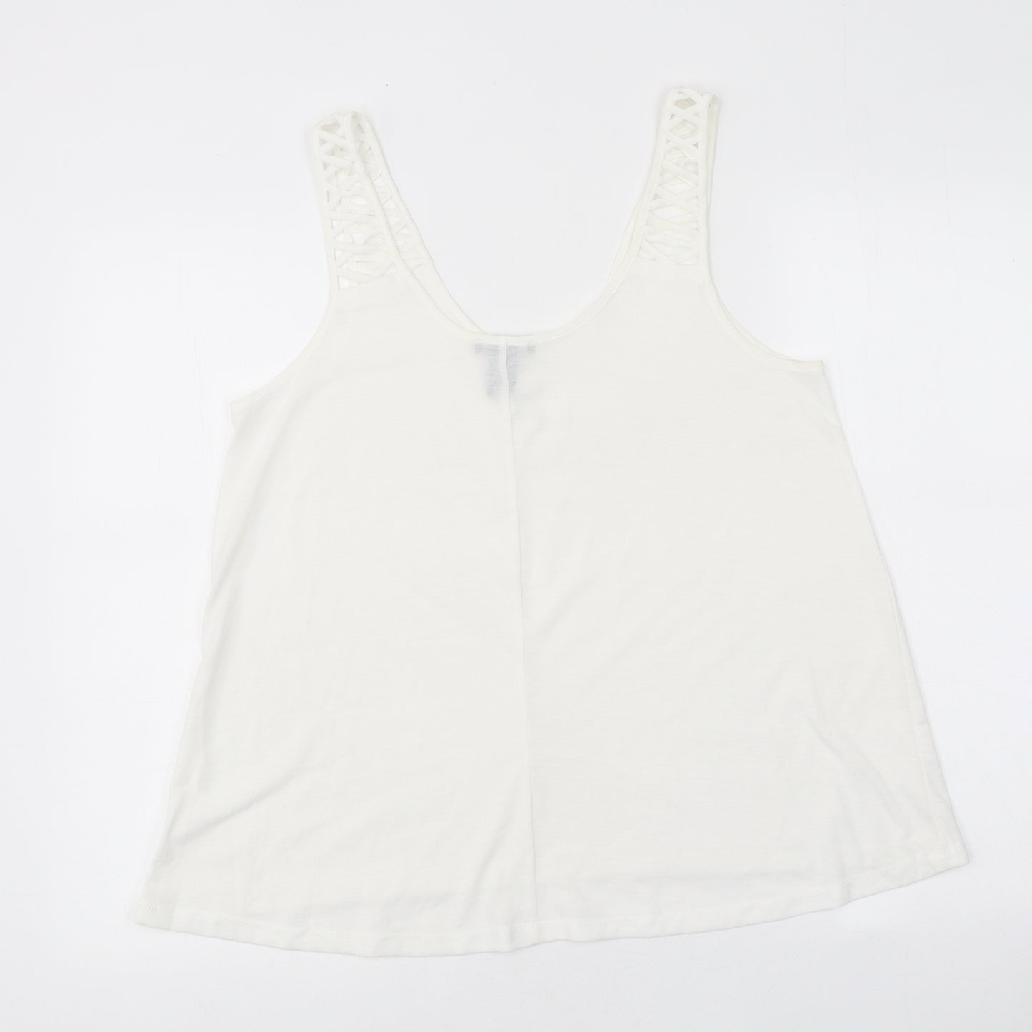 H&M Womens White Polyester Jersey Tank Size S Round Neck