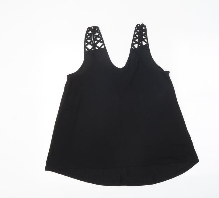 H&M Womens Black Polyester Jersey Tank Size S V-Neck
