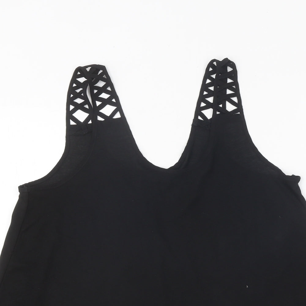 H&M Womens Black Polyester Jersey Tank Size S V-Neck