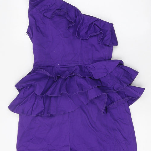 New Look Womens Purple Polyester Mini Size 10 One Shoulder Zip