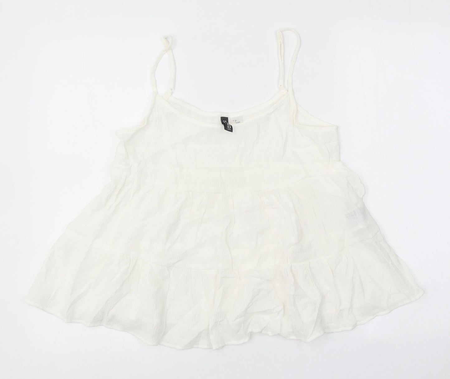 Devided Womens White Viscose Basic Tank Size 8 V-Neck