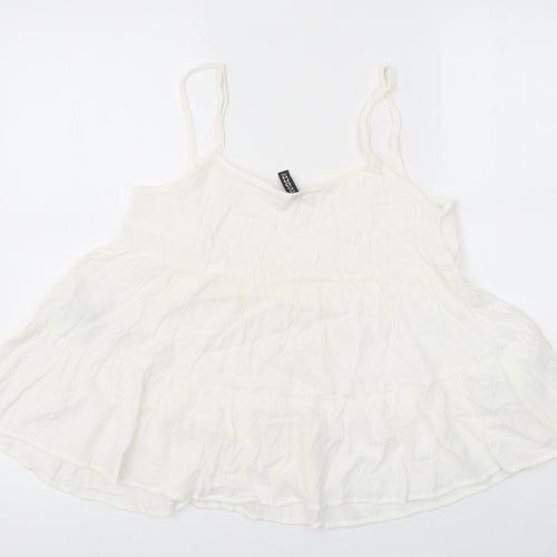 Devided Womens White Viscose Basic Tank Size 8 V-Neck