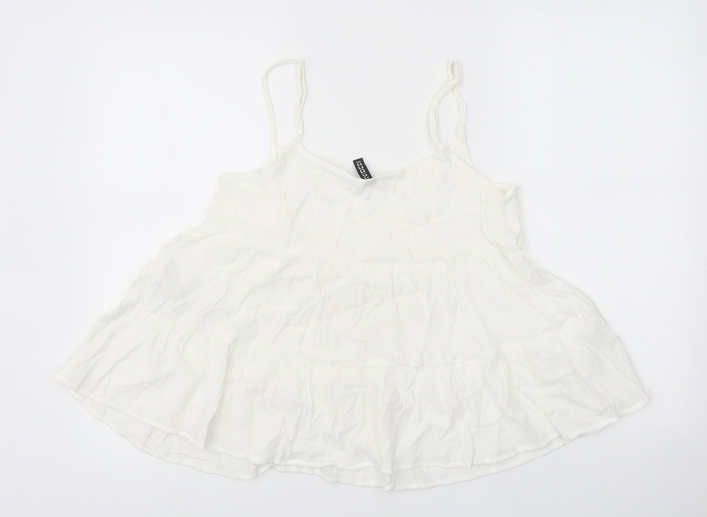 Devided Womens White Viscose Basic Tank Size 8 V-Neck