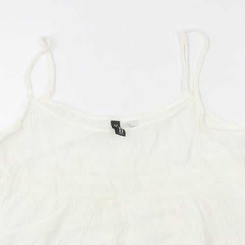 Devided Womens White Viscose Basic Tank Size 8 V-Neck