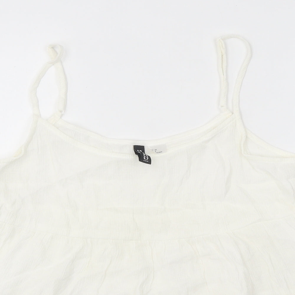 Devided Womens White Viscose Basic Tank Size 8 V-Neck