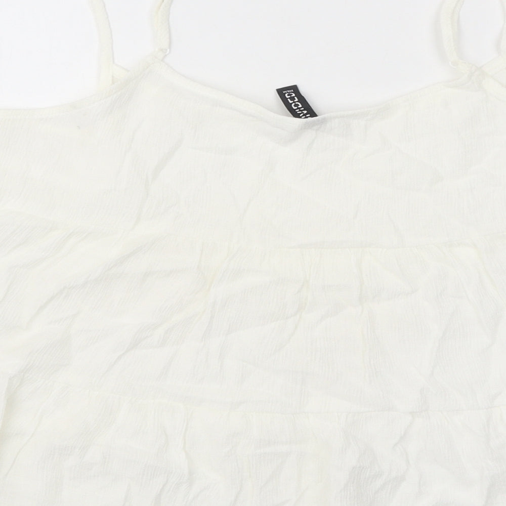 Devided Womens White Viscose Basic Tank Size 8 V-Neck
