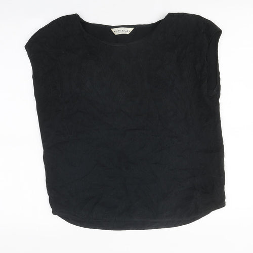 Putielal Womens Black Polyester Basic T-Shirt Size M Round Neck