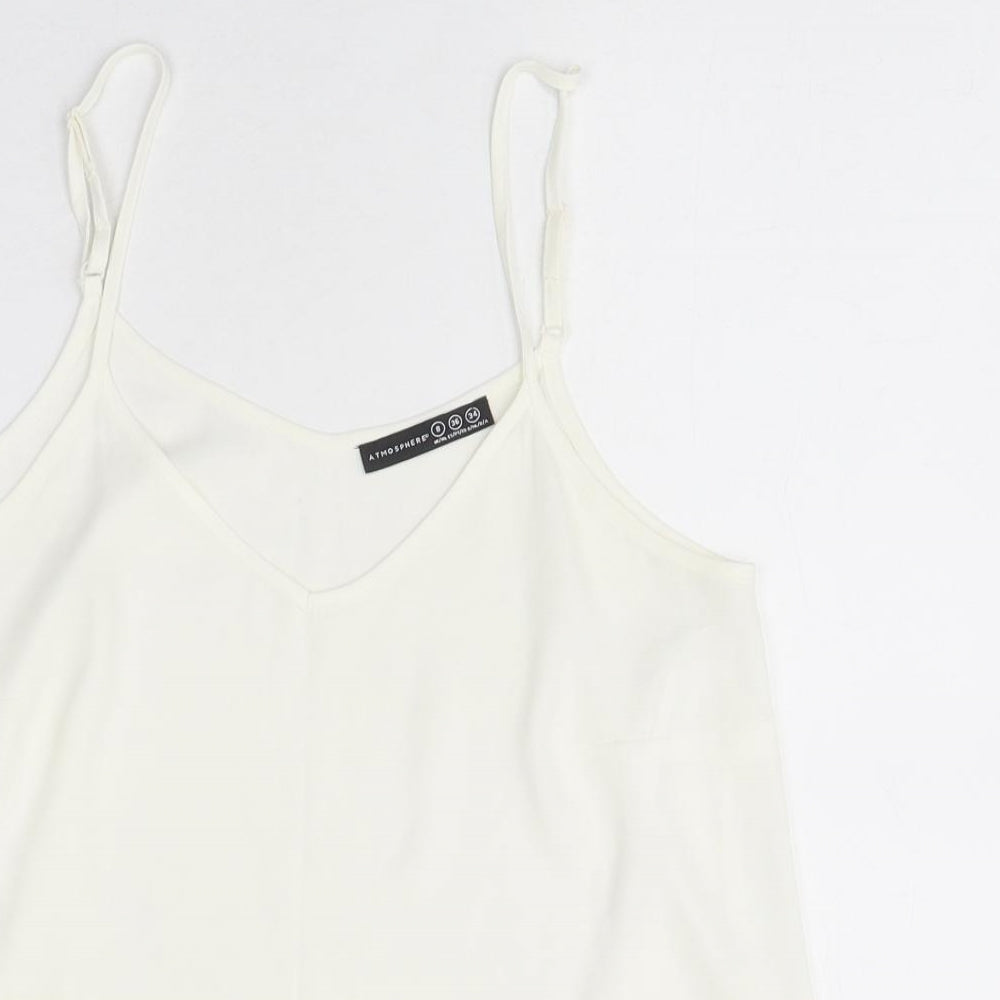 Atmopshere Womens White Polyester Camisole Tank Size 8 V-Neck