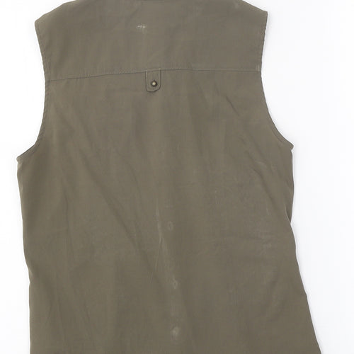 VERO MODA Womens Green Polyester Basic Button-Up Size S Mock Neck