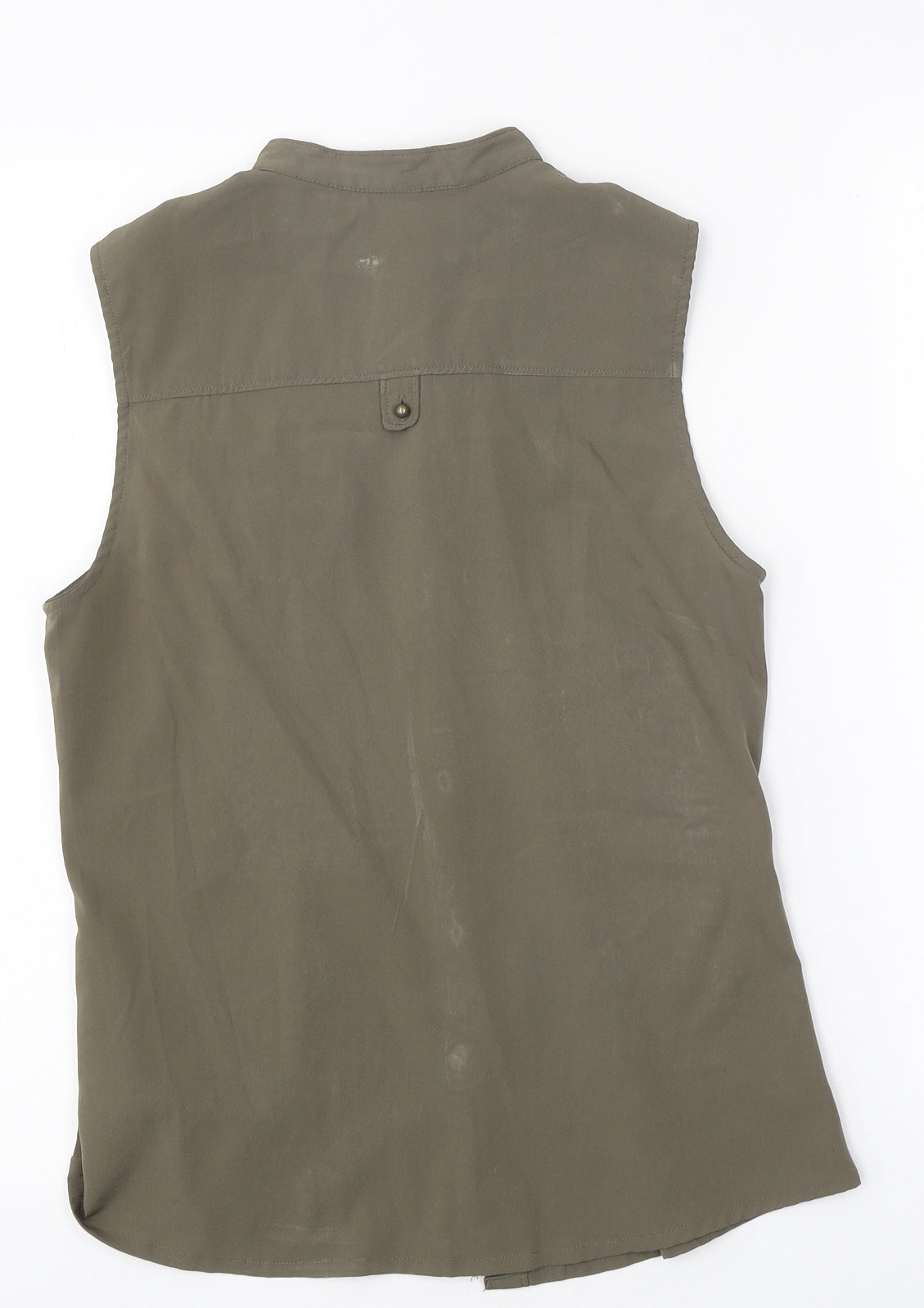 VERO MODA Womens Green Polyester Basic Button-Up Size S Mock Neck