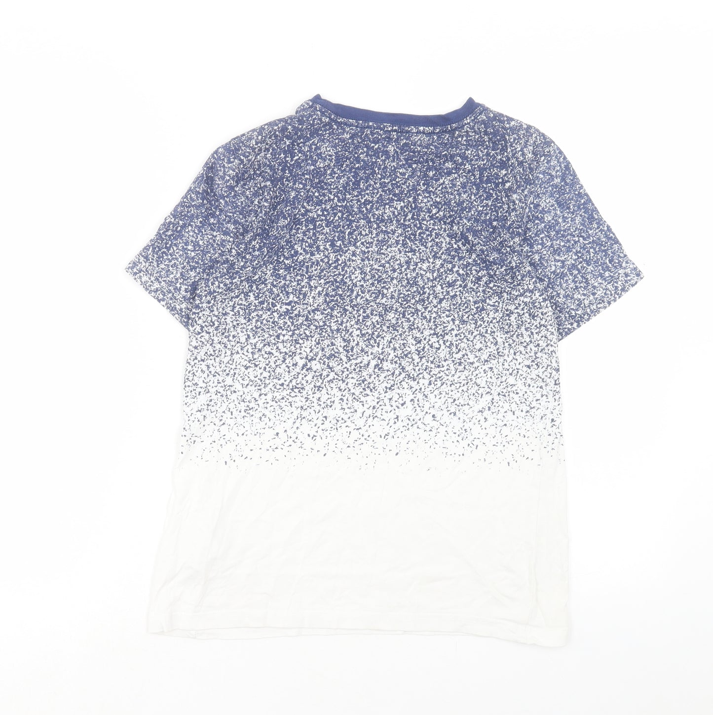 H&M Boys White Geometric Cotton Basic T-Shirt Size 11-12 Years Crew Neck Pullover - Awesome