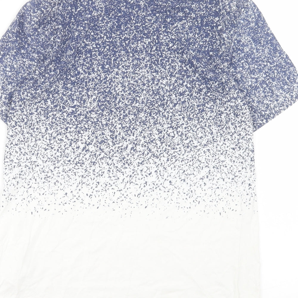 H&M Boys White Geometric Cotton Basic T-Shirt Size 11-12 Years Crew Neck Pullover - Awesome