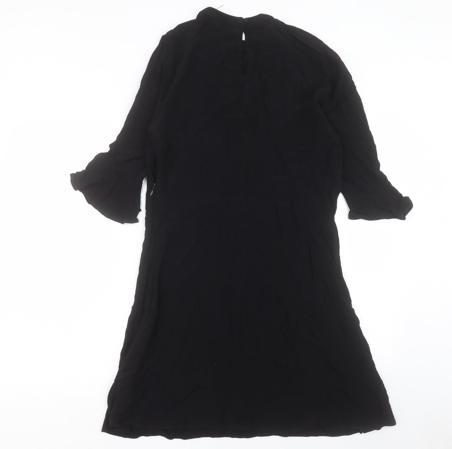 NEXT Womens Black Viscose A-Line Size 14 Crew Neck Button