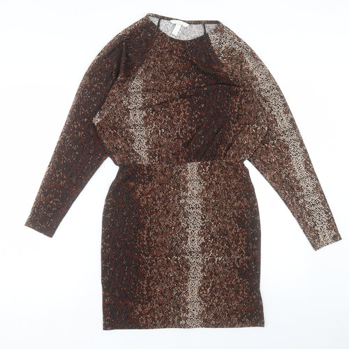 H&M Womens Black Geometric Viscose A-Line Size M Crew Neck Pullover
