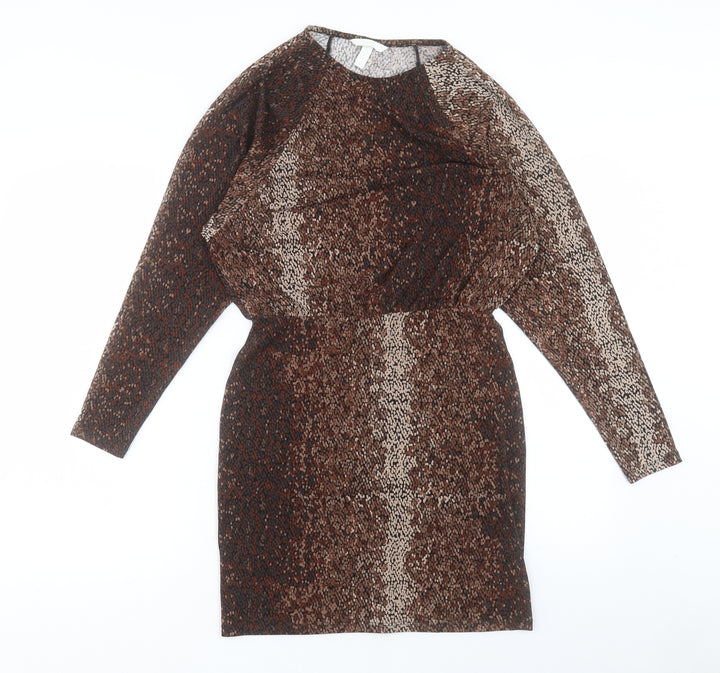 H&M Womens Black Geometric Viscose A-Line Size M Crew Neck Pullover