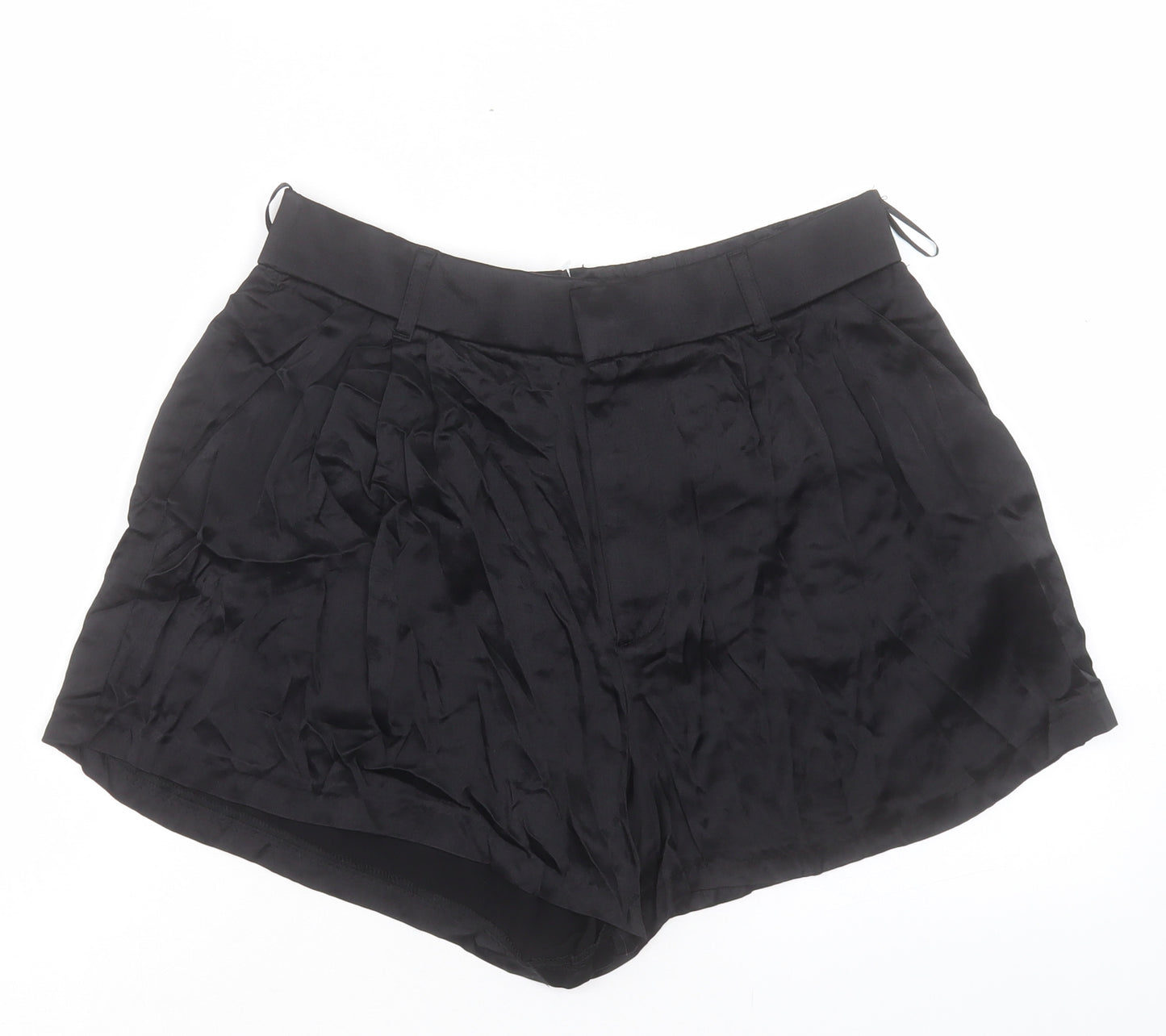Zara Womens Black Polyester Boyfriend Shorts Size L L3 in Regular Zip