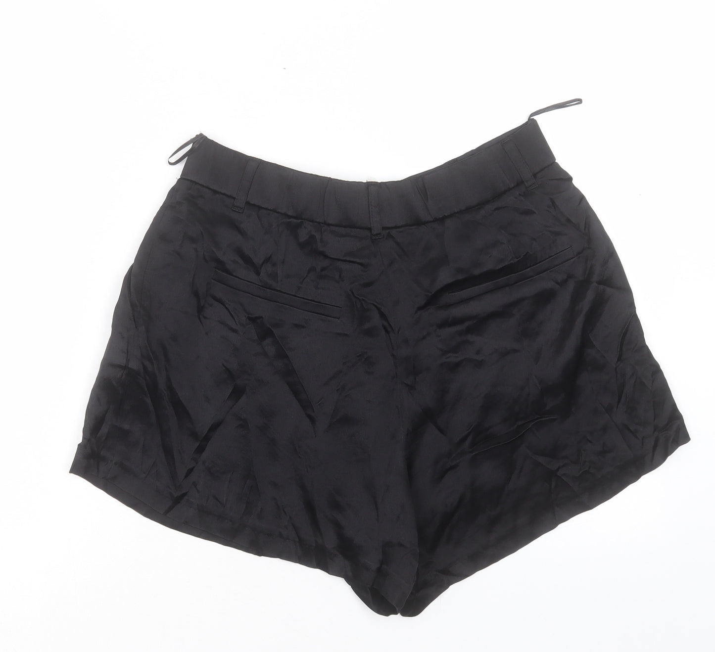 Zara Womens Black Polyester Boyfriend Shorts Size L L3 in Regular Zip
