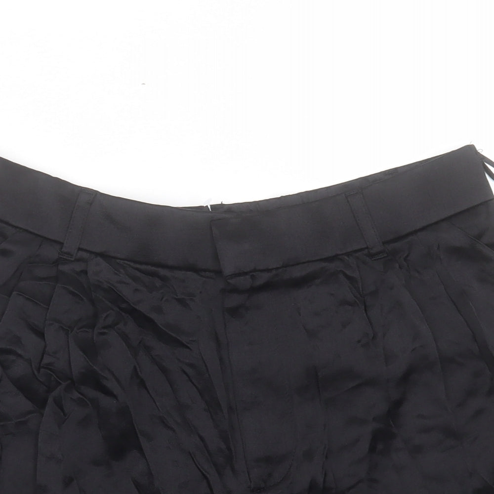 Zara Womens Black Polyester Boyfriend Shorts Size L L3 in Regular Zip