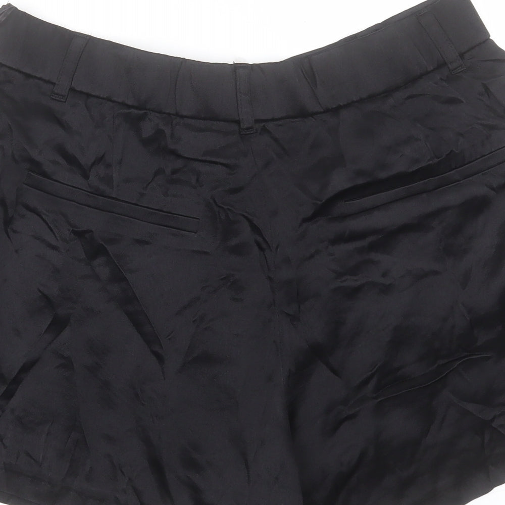 Zara Womens Black Polyester Boyfriend Shorts Size L L3 in Regular Zip