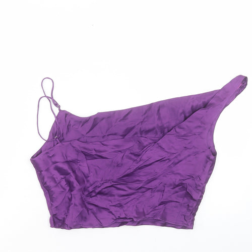 Zara Womens Purple Polyester Cropped Tank Size S Square Neck
