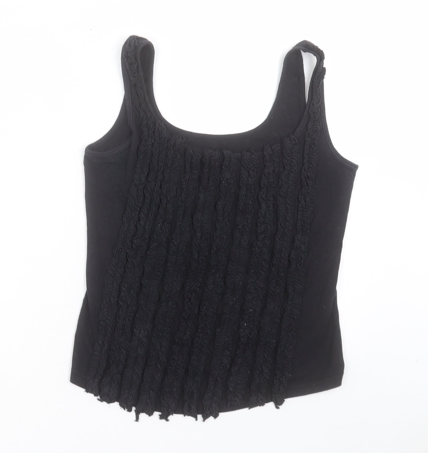 For Women Womens Black Cotton Basic Tank Size 12 Scoop Neck