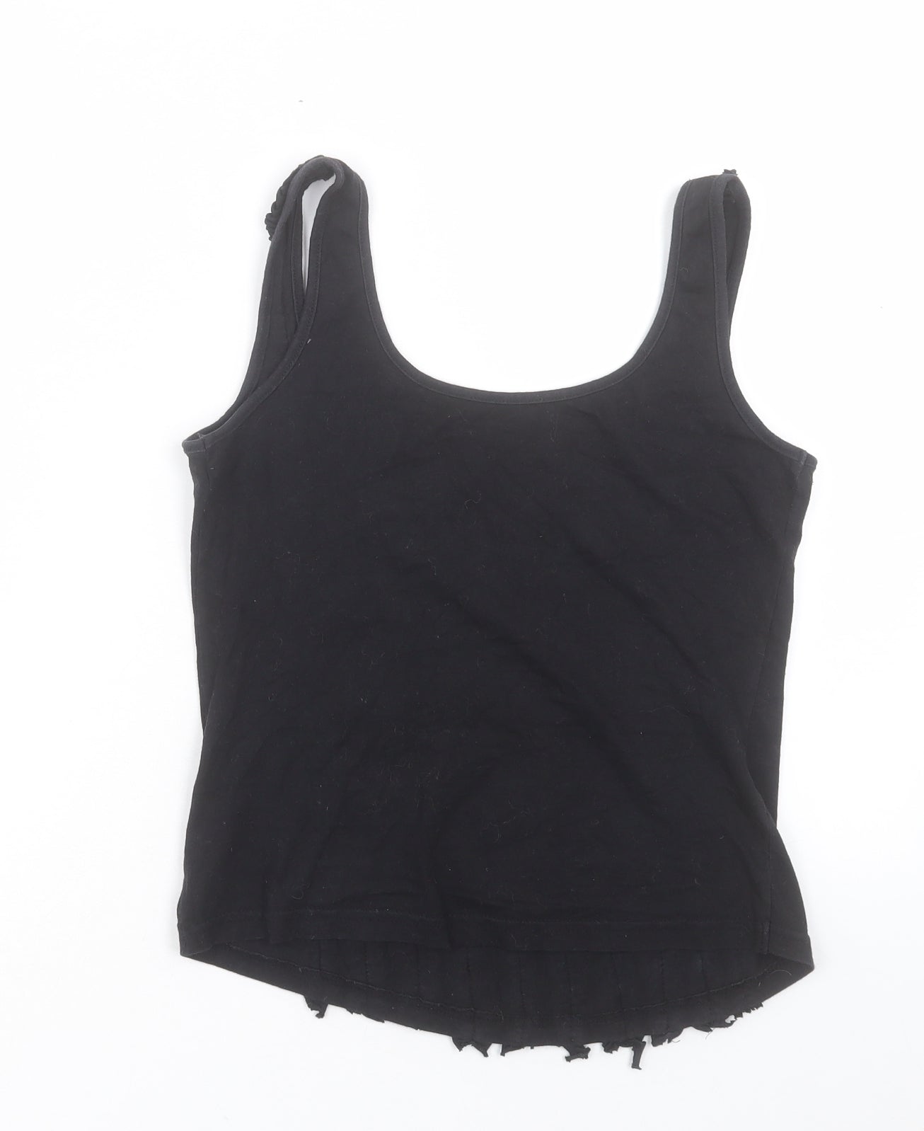 For Women Womens Black Cotton Basic Tank Size 12 Scoop Neck