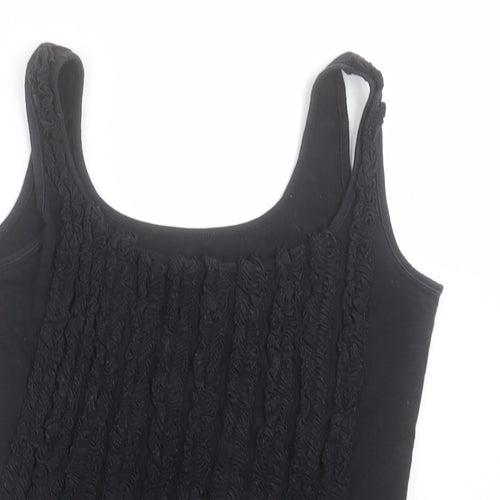 For Women Womens Black Cotton Basic Tank Size 12 Scoop Neck