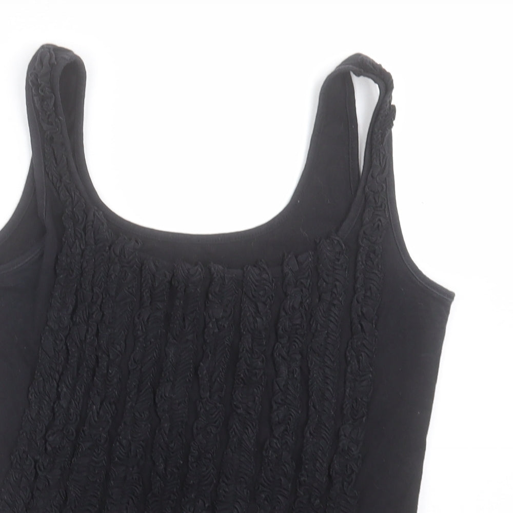 For Women Womens Black Cotton Basic Tank Size 12 Scoop Neck