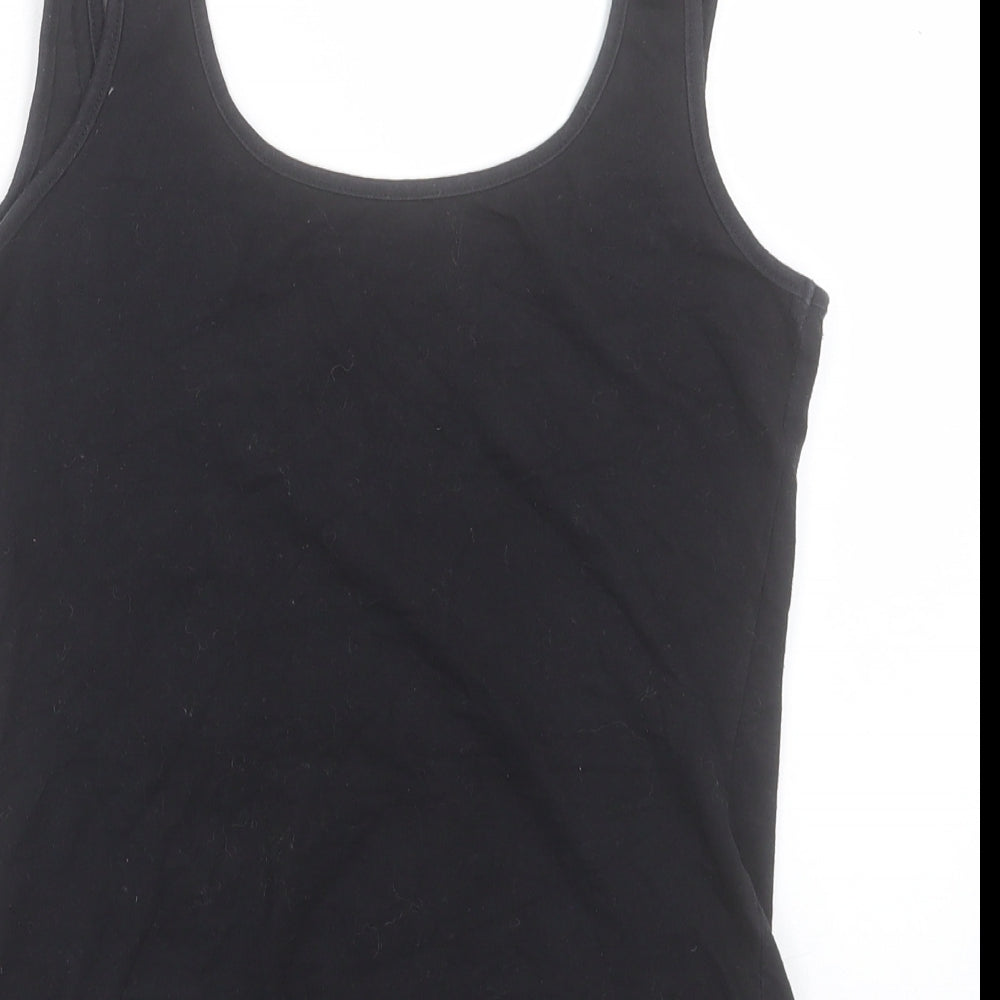 For Women Womens Black Cotton Basic Tank Size 12 Scoop Neck