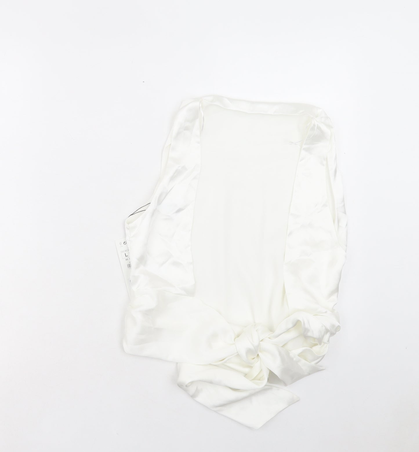 Zara Womens White Polyester Basic Tank Size L Cowl Neck