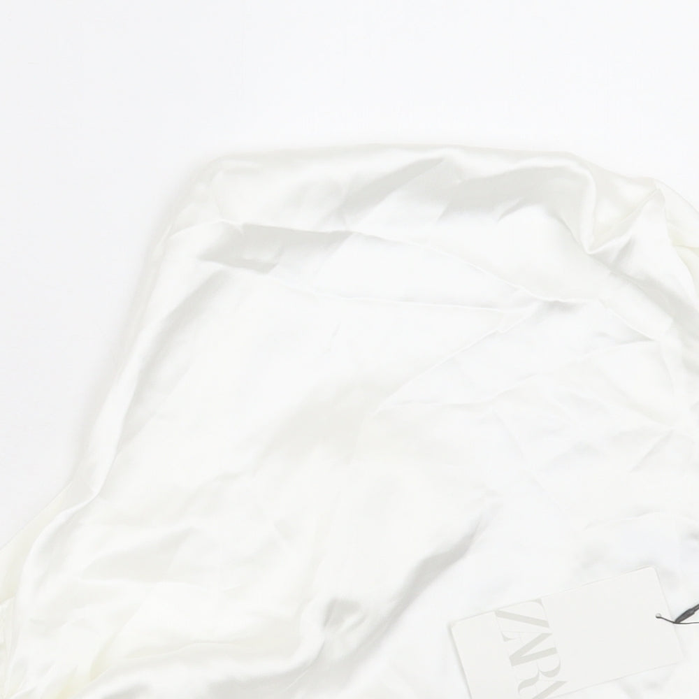 Zara Womens White Polyester Basic Tank Size L Cowl Neck
