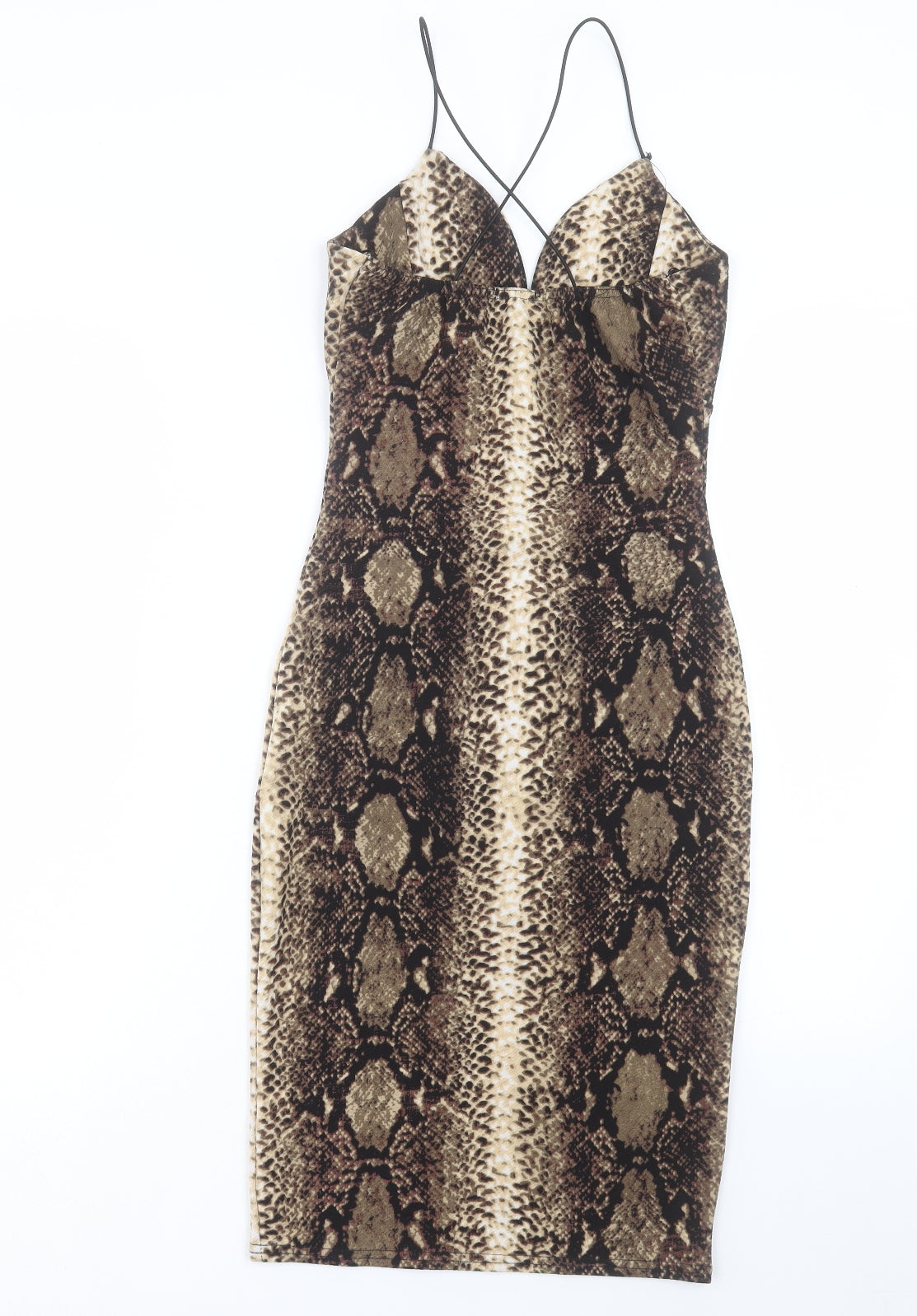Love Womens Black Animal Print Polyester Pencil Dress Size XS V-Neck Pullover