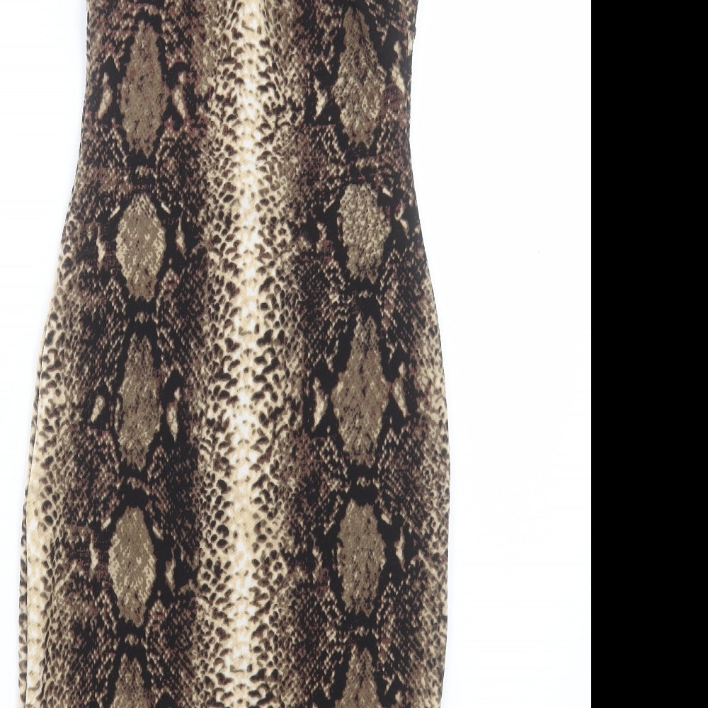 Love Womens Black Animal Print Polyester Pencil Dress Size XS V-Neck Pullover