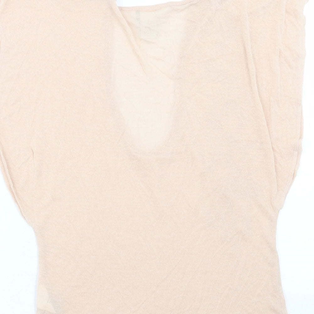 H&M Womens Pink Polyester Basic T-Shirt Size S V-Neck