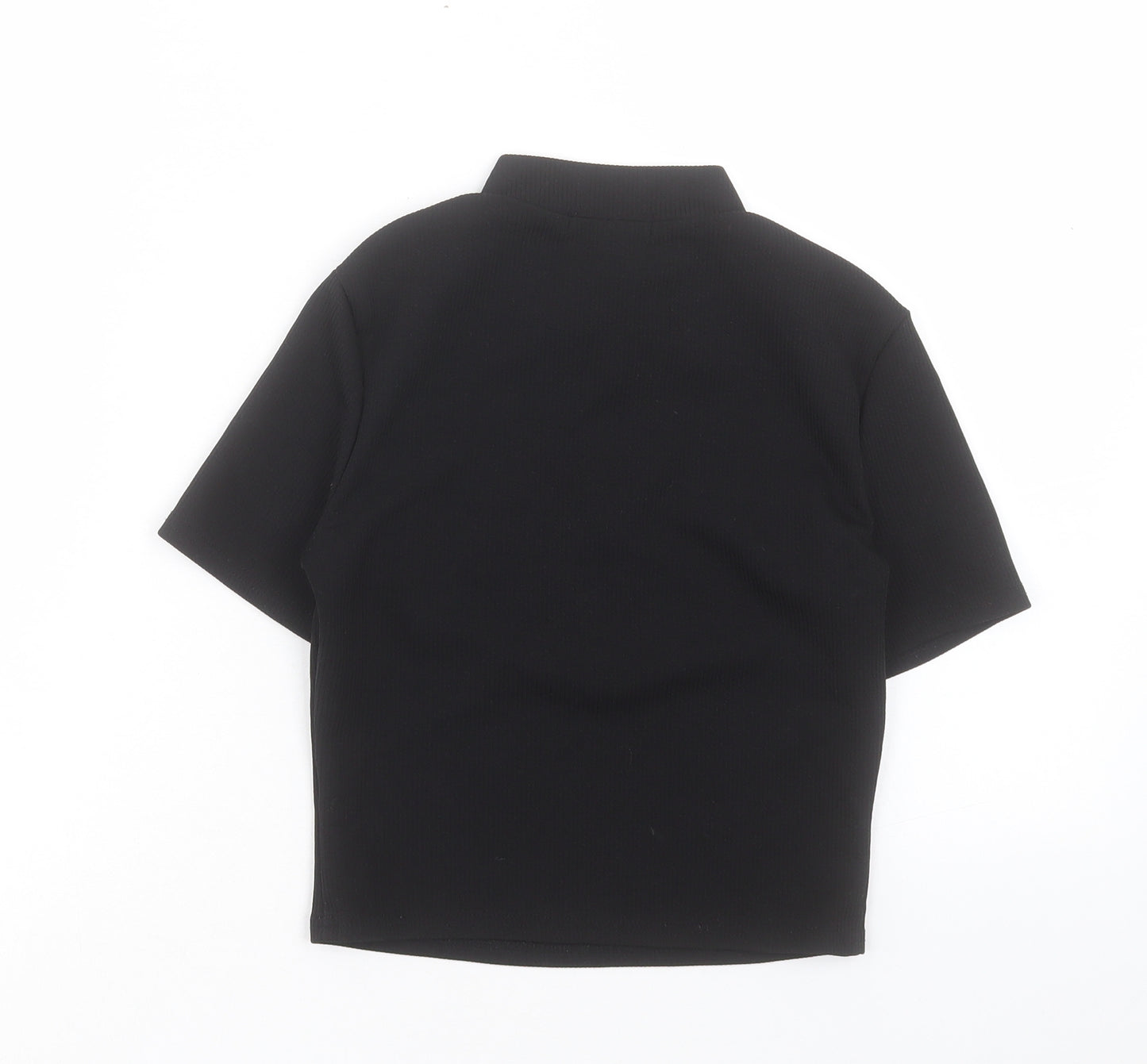 SheIn Womens Black Polyester Cropped T-Shirt Size XS Round Neck