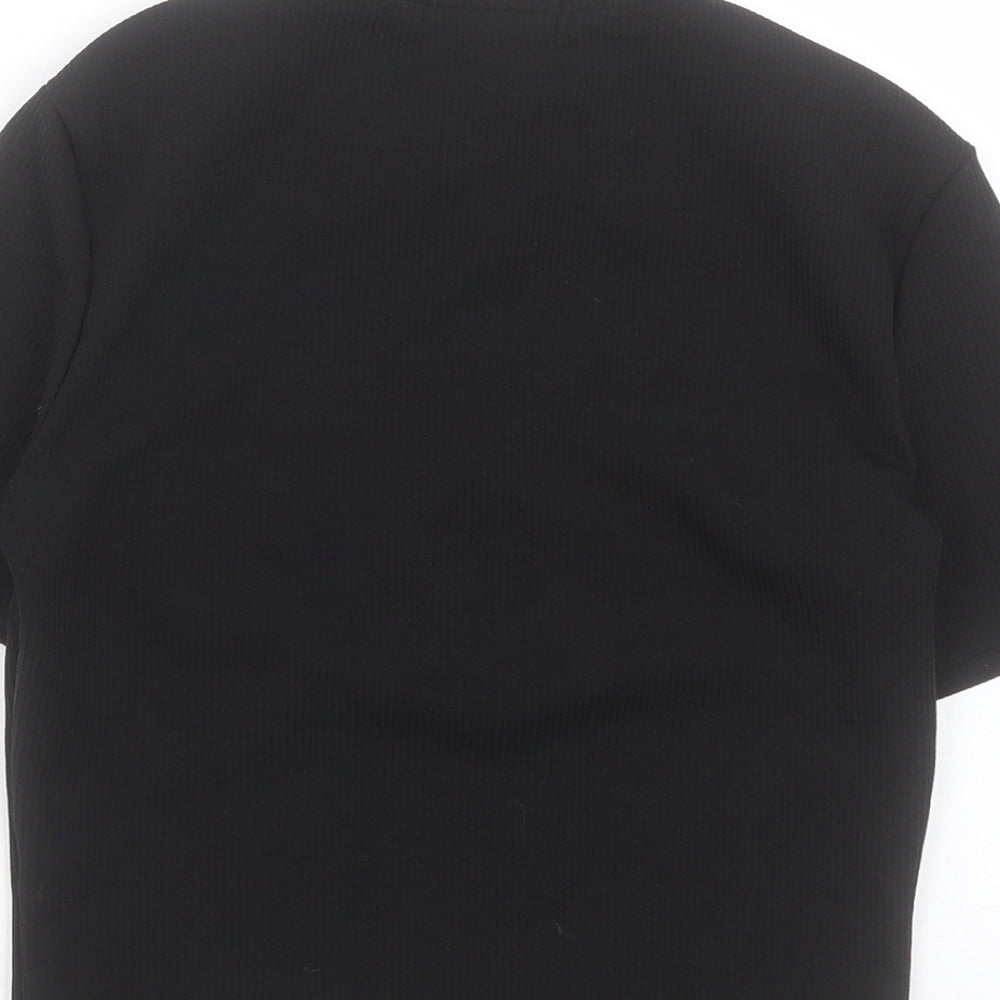 SheIn Womens Black Polyester Cropped T-Shirt Size XS Round Neck