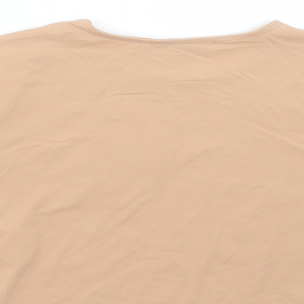 Zara Womens Brown Polyester Cropped T-Shirt Size S Crew Neck