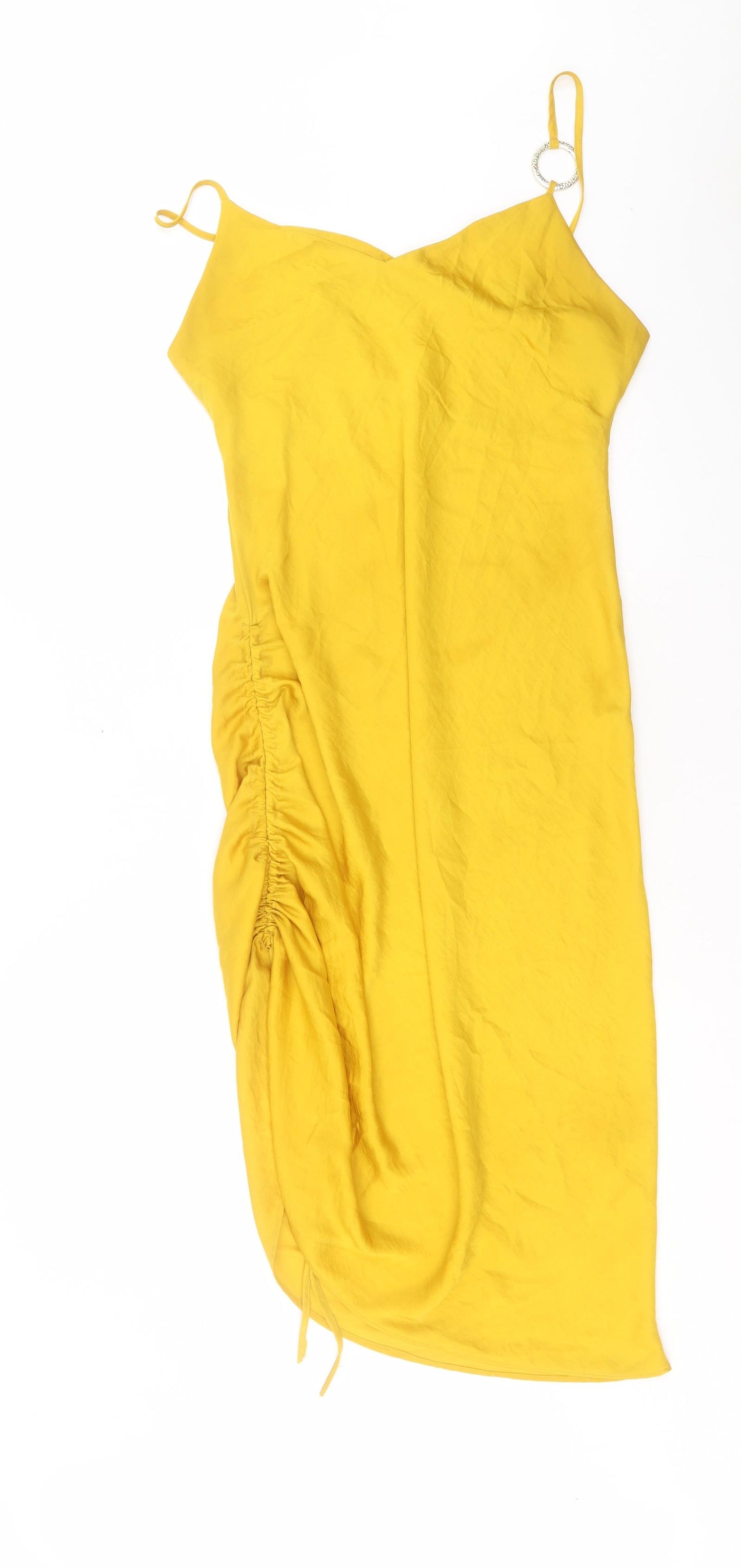 River Island Womens Yellow Polyester Sheath Size 12 Cowl Neck Pullover