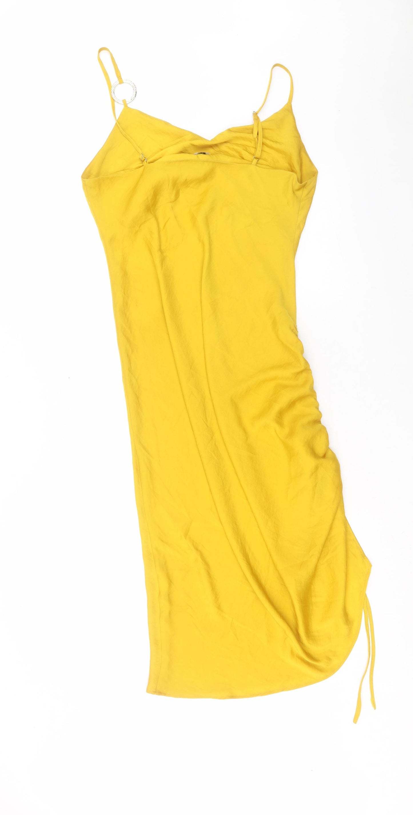 River Island Womens Yellow Polyester Sheath Size 12 Cowl Neck Pullover