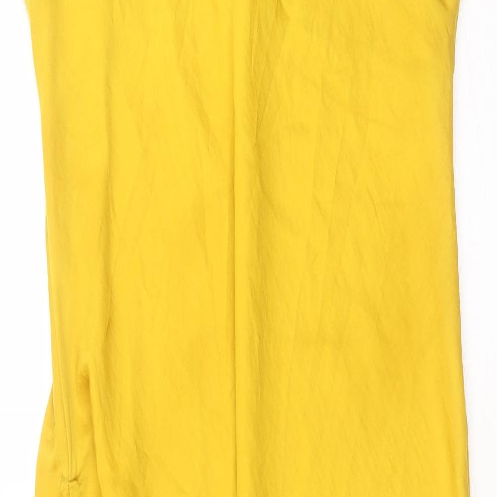 River Island Womens Yellow Polyester Sheath Size 12 Cowl Neck Pullover
