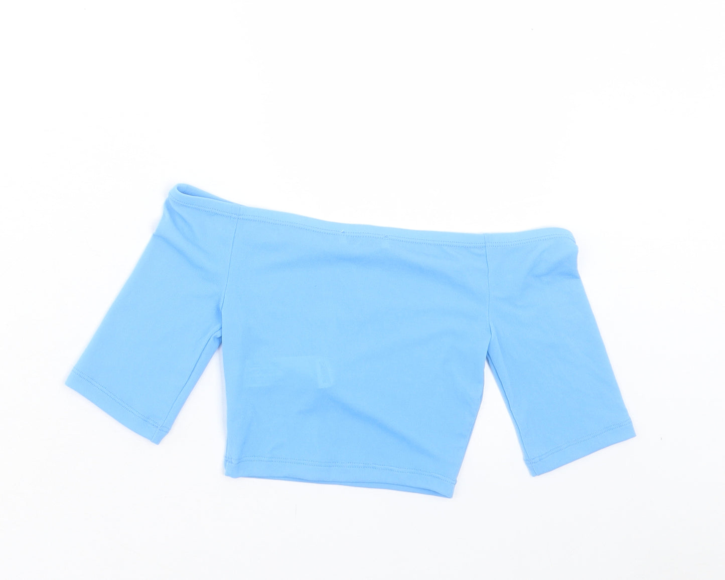 Zara Womens Blue Polyester Cropped T-Shirt Size S Off the Shoulder