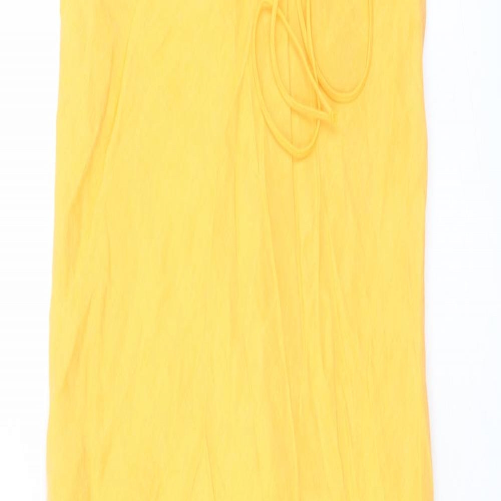 Zara Womens Orange Polyester A-Line Size S V-Neck Zip