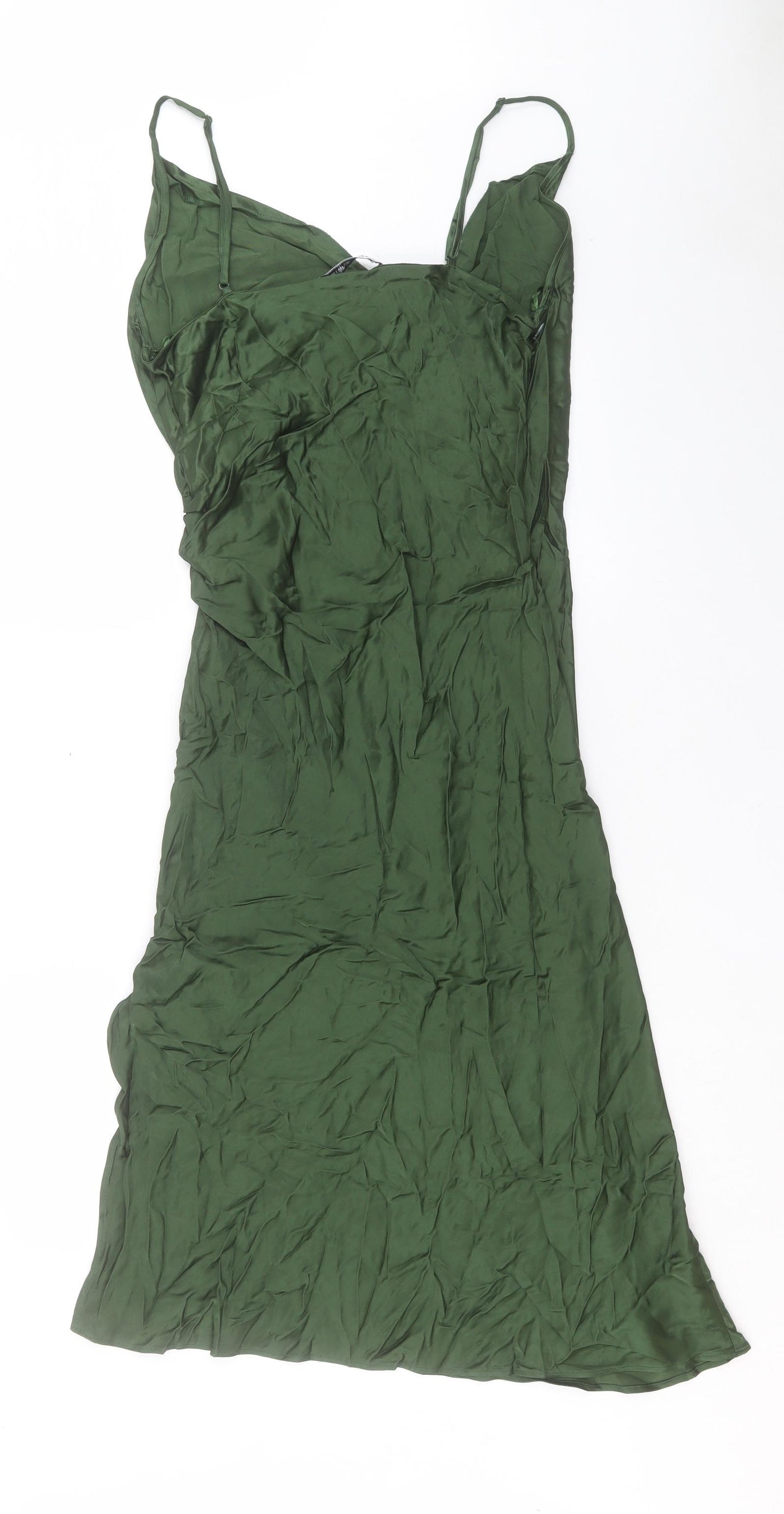 Zara Womens Green Viscose A-Line Size XL V-Neck Zip