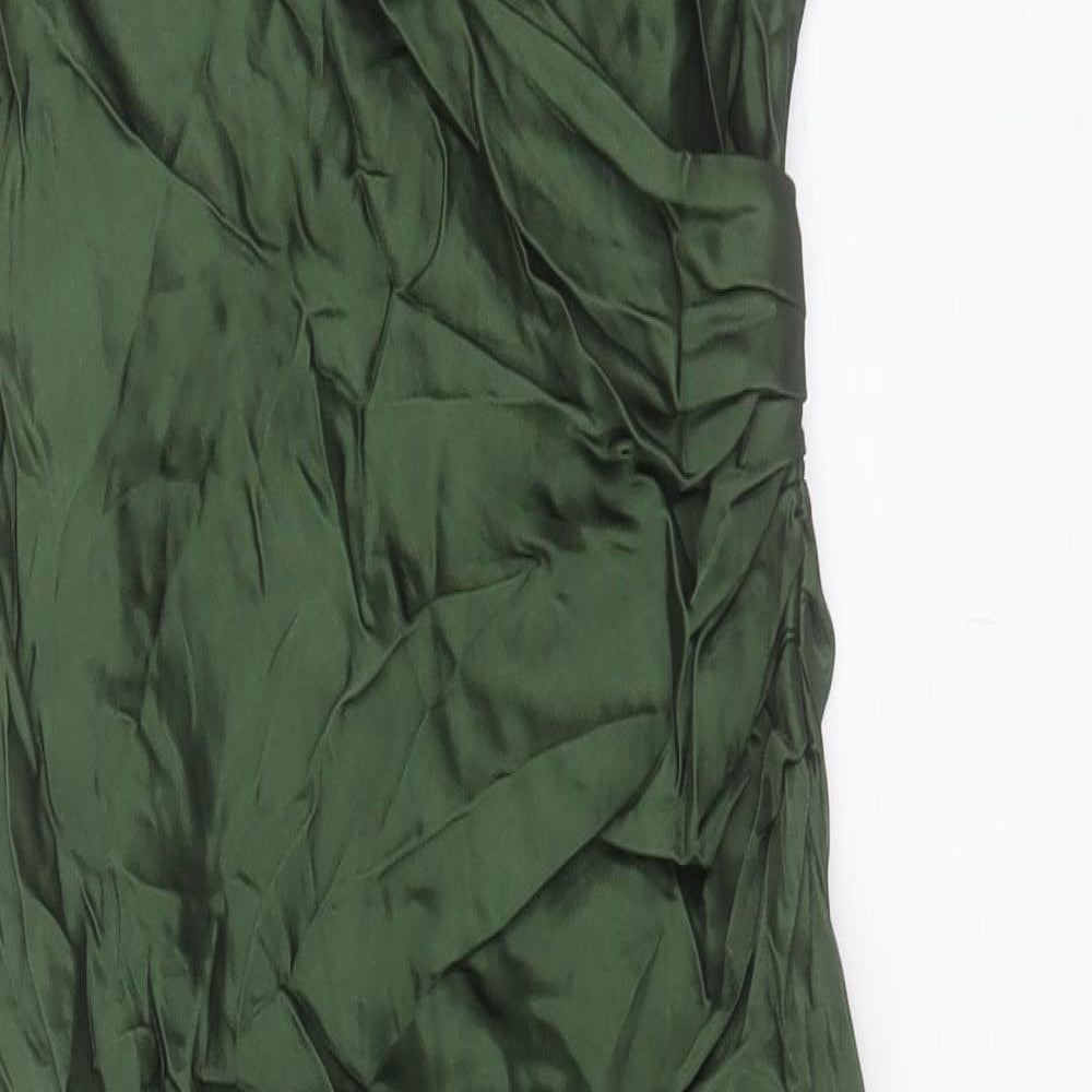 Zara Womens Green Viscose A-Line Size XL V-Neck Zip