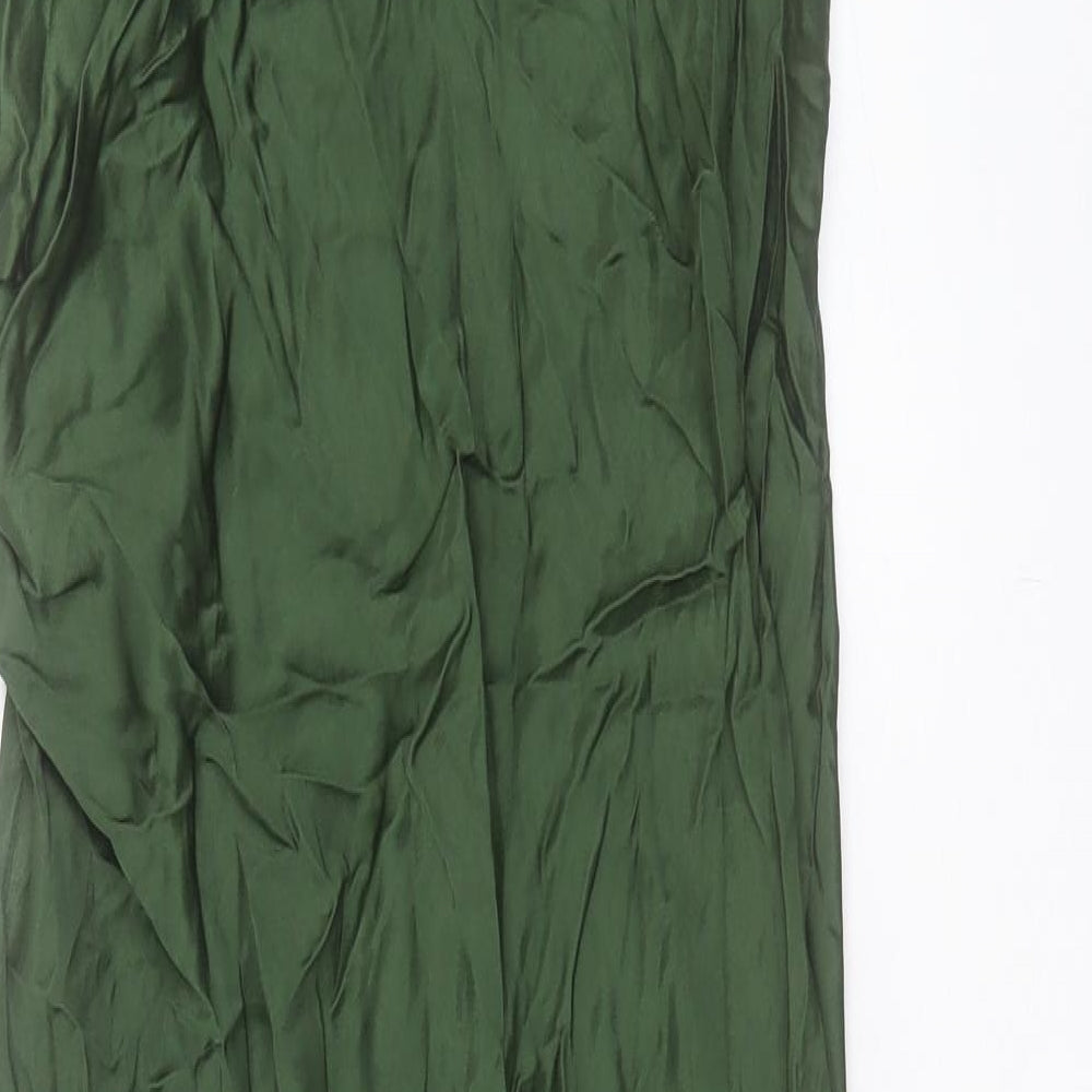 Zara Womens Green Viscose A-Line Size XL V-Neck Zip
