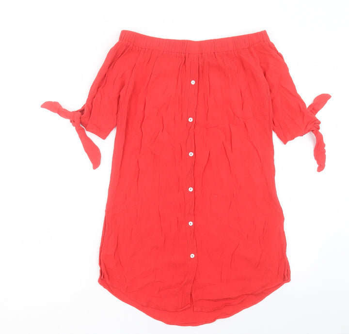 New Look Womens Pink Viscose Shift Size S Off the Shoulder Pullover