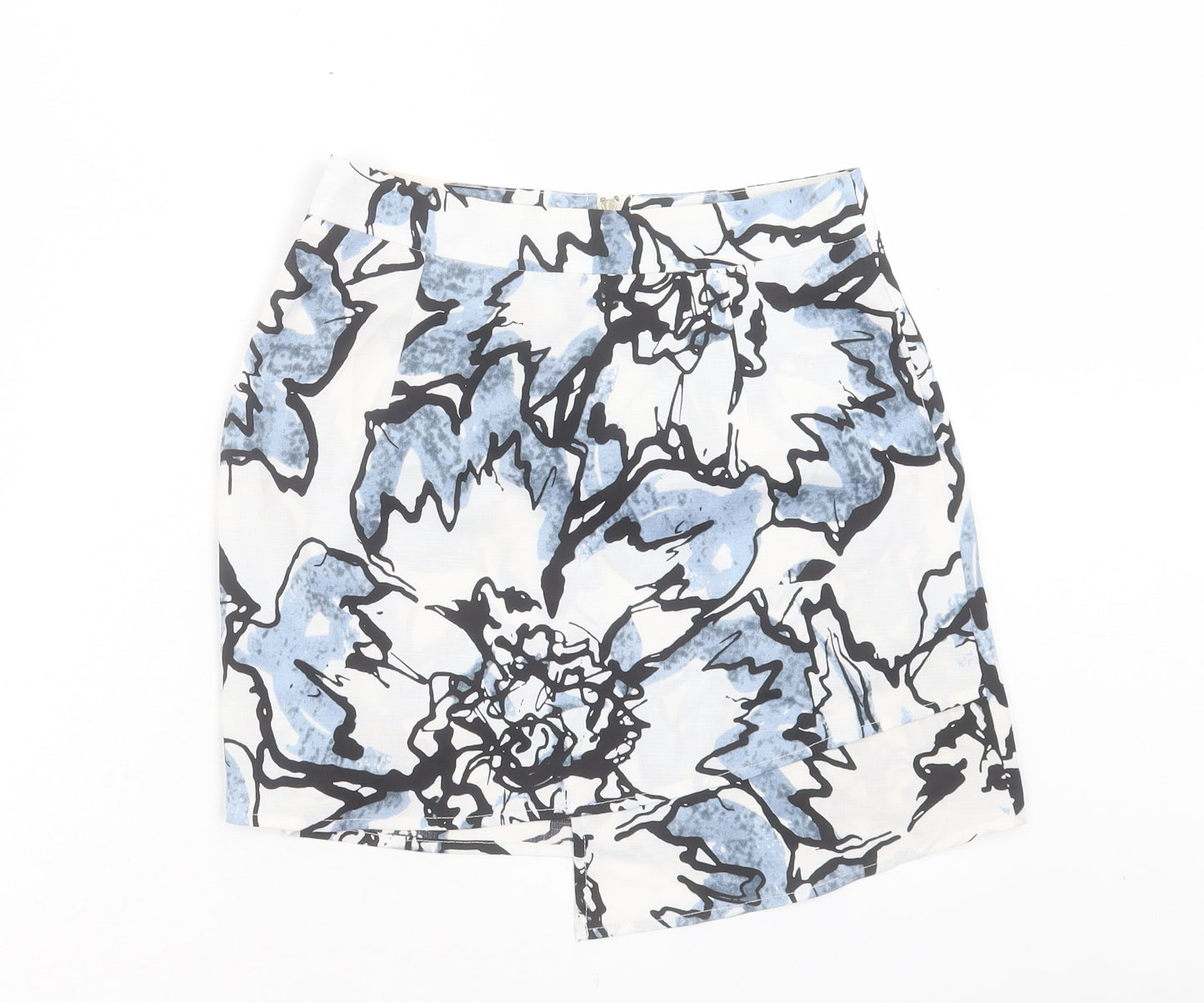Love & Other things Womens Blue Geometric Polyester A-Line Skirt Size S Zip